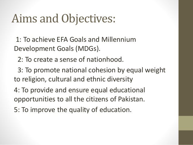 objectives of education policy 2009