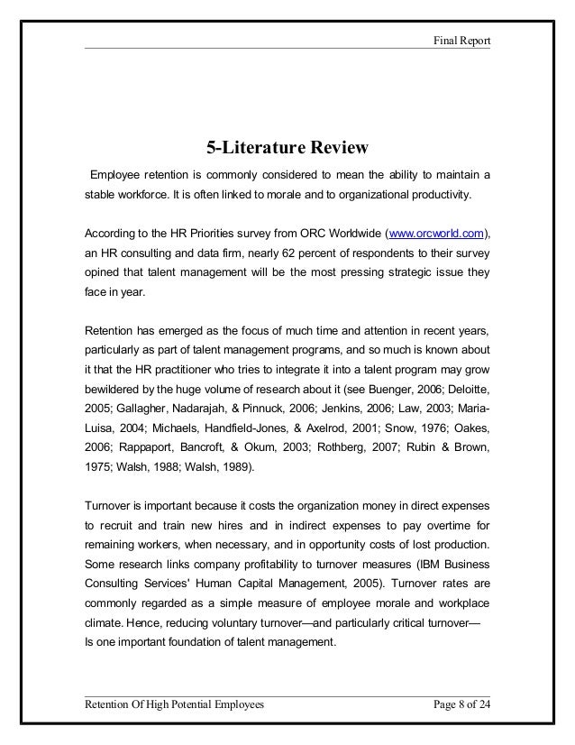 Literature review employee retention strategies