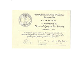 National Geographic Certificate