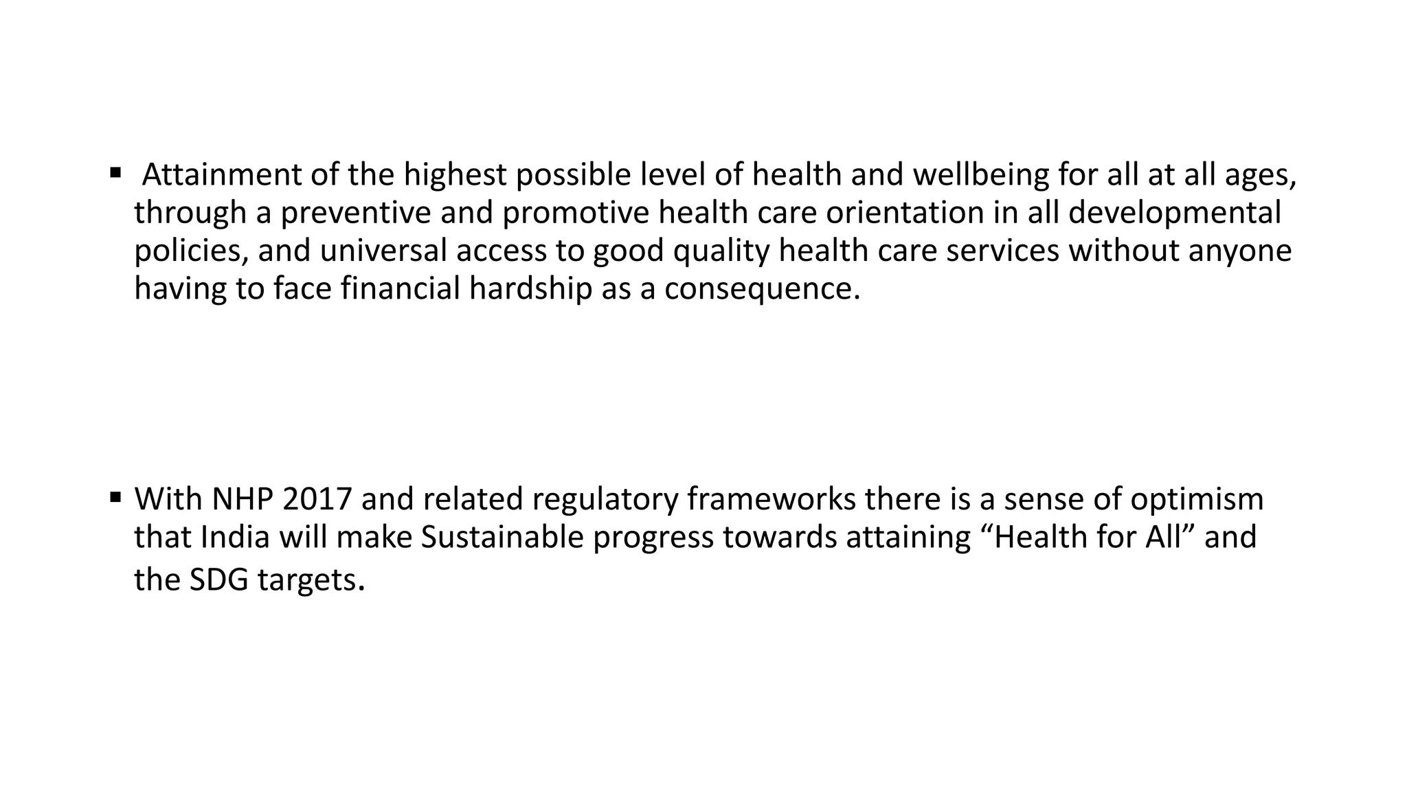 National health policy 2017 and alignment of goals and targets with NHM ...