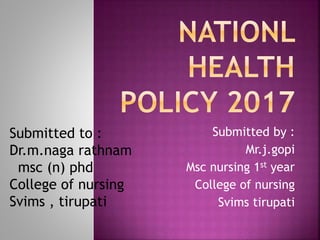 Submitted by :
Mr.j.gopi
Msc nursing 1st year
College of nursing
Svims tirupati
Submitted to :
Dr.m.naga rathnam
msc (n) phd
College of nursing
Svims , tirupati
 