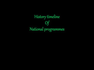History timeline
Of
National programmes
 