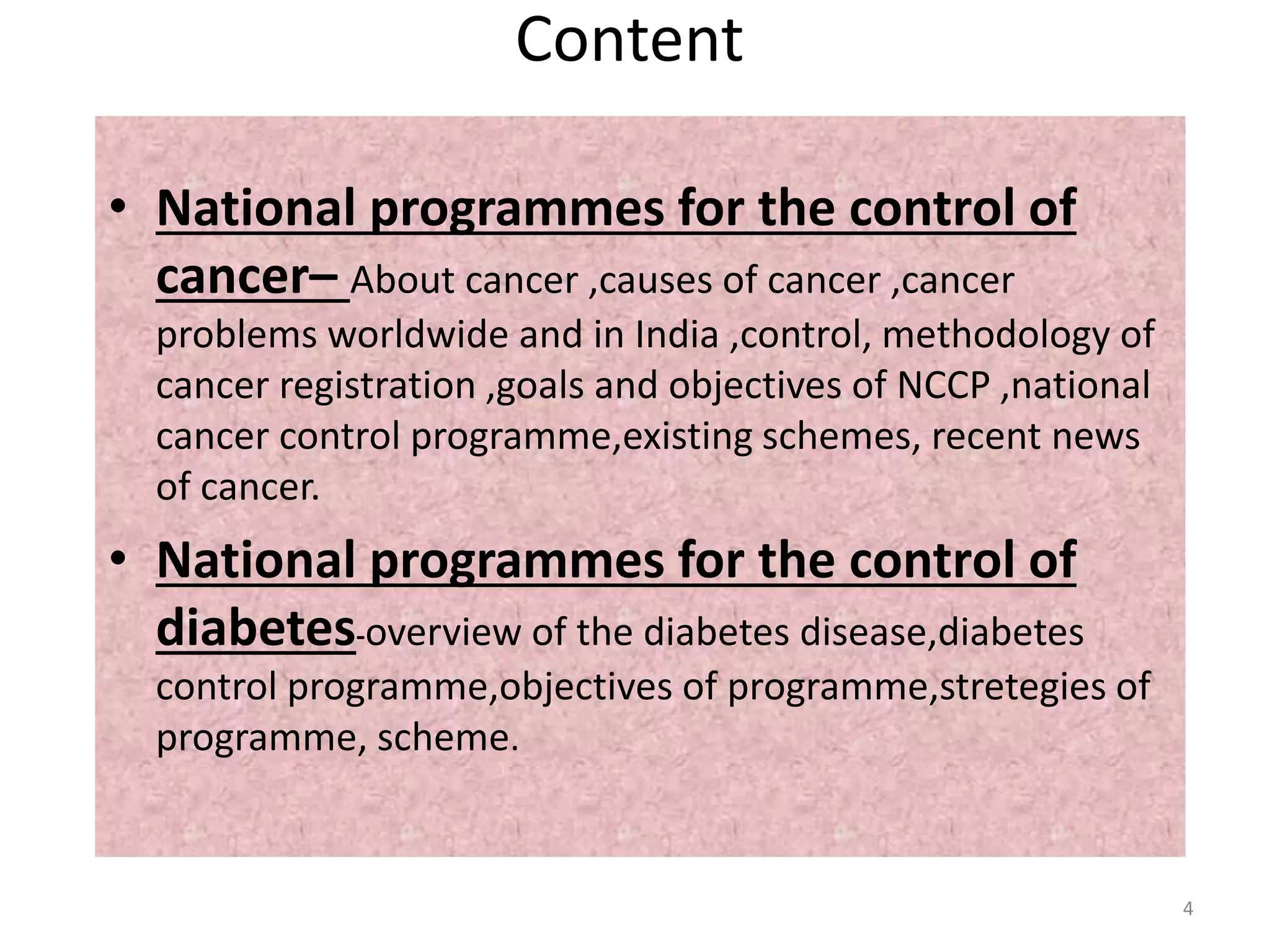National health programes for non communicable disease | PPTX