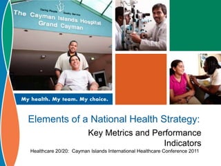 Elements of a National Health Strategy:
Key Metrics and Performance
Indicators
Healthcare 20/20: Cayman Islands International Healthcare Conference 2011
 