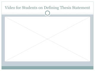 Video for Students on Defining Thesis Statement 