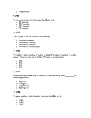 National home inspector exam questions | PDF