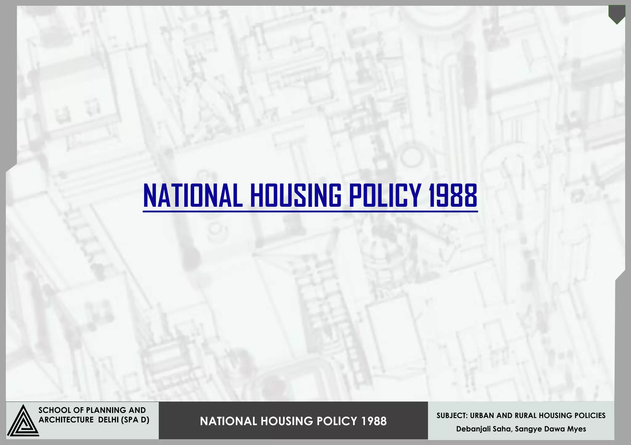 DEBANJALI SAHA- National Housing Policy 1992 | PDF