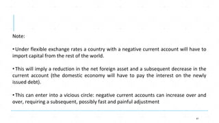 87
Note:
•Under flexible exchange rates a country with a negative current account will have to
import capital from the res...