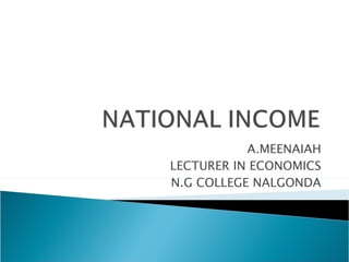A.MEENAIAH LECTURER IN ECONOMICS N.G COLLEGE NALGONDA 