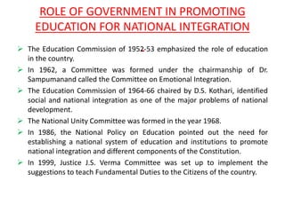 Role of Education in National integration | PPTX