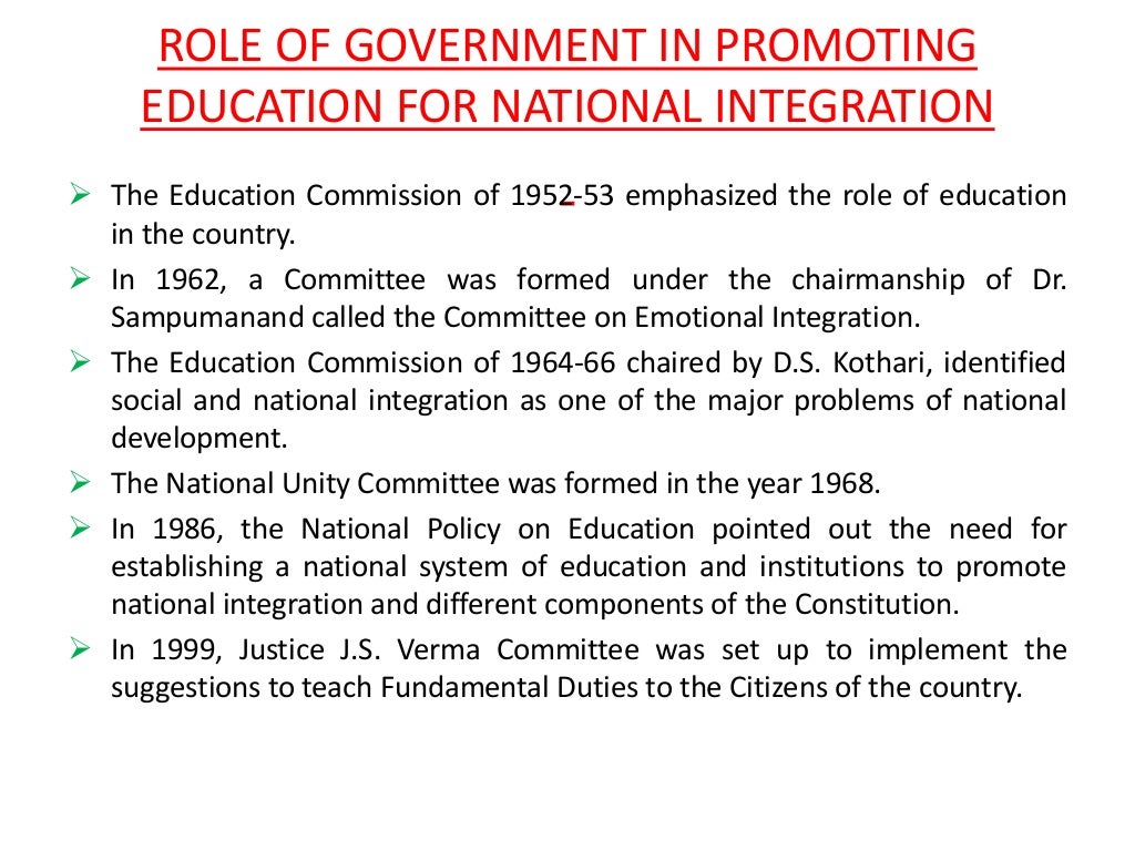 Role of Education in National integration