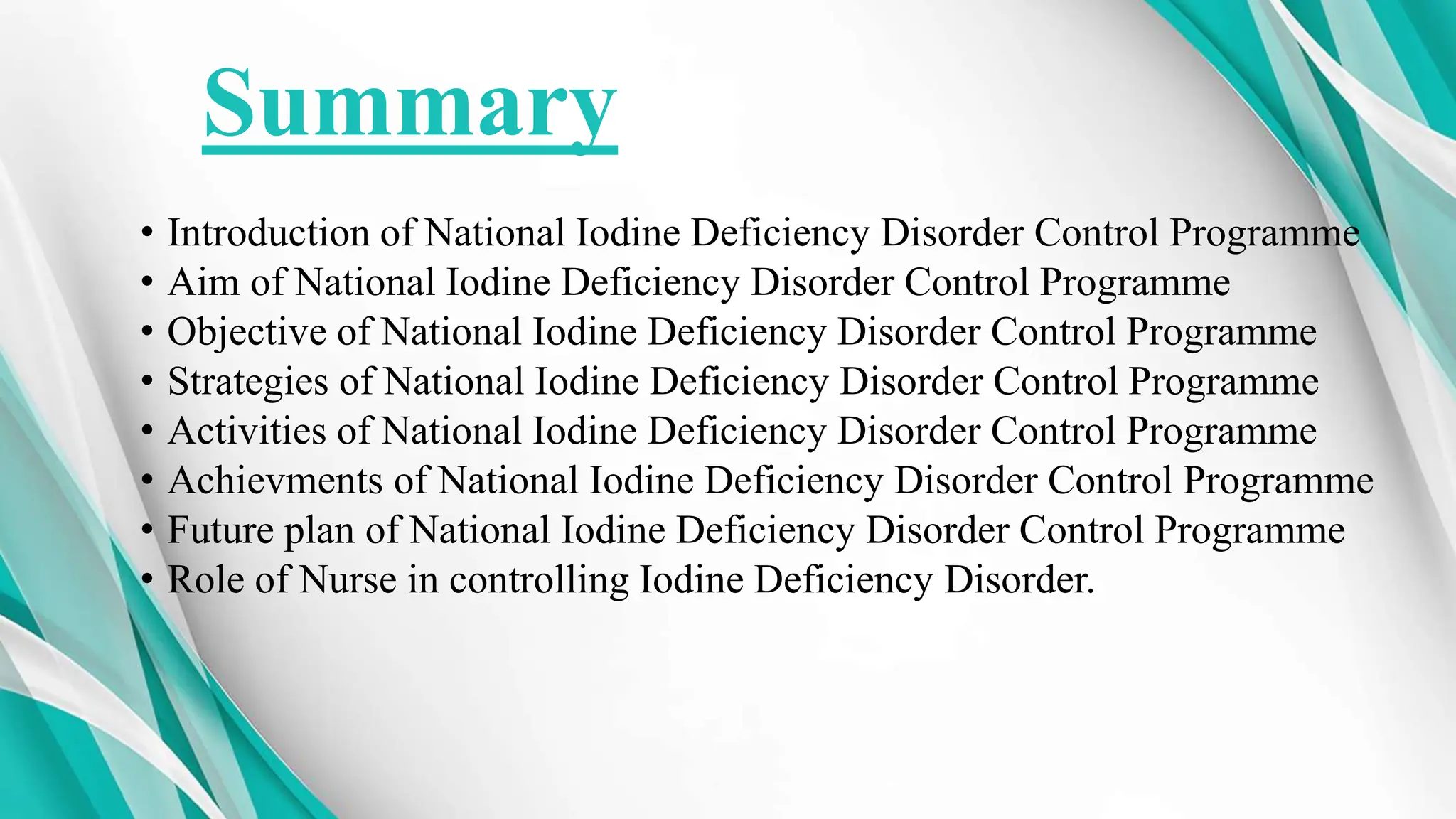 National iodine deficiency disorder control program | PPTX | Thyroid ...