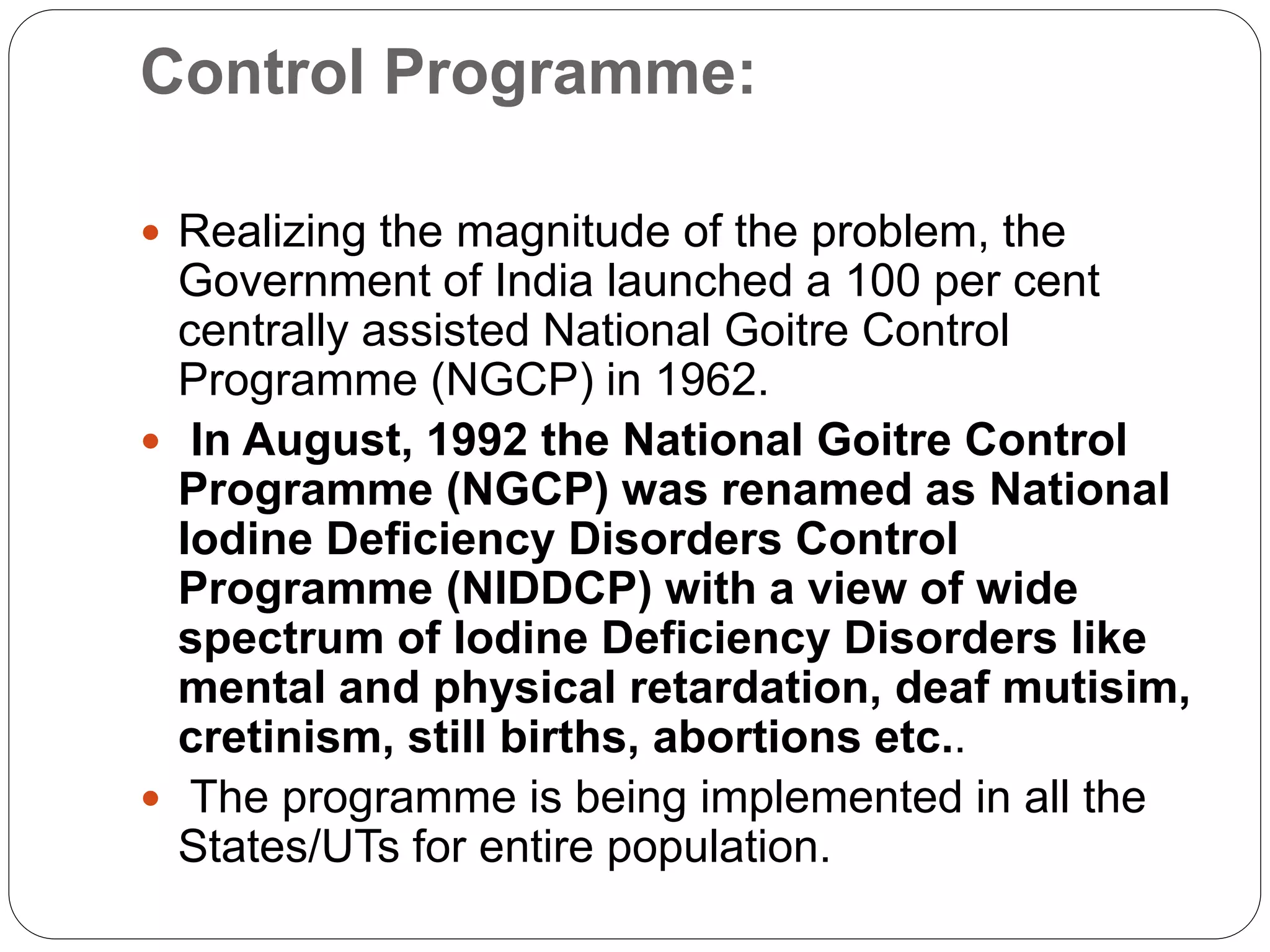 National iodine deficiency disorders control programme (niddcp) | PPTX ...