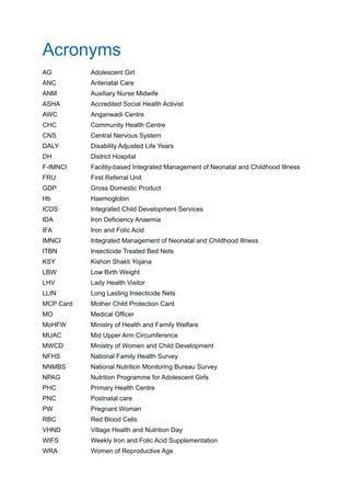 Foreword
Anaemia, a manifestation of under-nutrition and poor dietary intake of iron is
D VHULRXV SXEOLF KHDOWK SUREOHP DPRQJ SUHJQDQW ZRPHQ LQIDQWV RXQJ FKLOGUHQ DQG
DGROHVFHQWV 'DWD VXJJHVWV WKDW  RXW RI HYHU  FKLOGUHQ DJHG  PRQWKV LQ ,QGLD
DUH DQDHPLF 7KUHH SHU FHQW RI FKLOGUHQ DJHG  PRQWKV DUH VHYHUHO DQDHPLF
 SHU FHQW DUH PRGHUDWHO DQDHPLF DQG  SHU FHQW DUH PLOGO DQDHPLF ,Q IDFW WKH
SHUFHQWDJH RI FKLOGUHQ ZLWK DQ DQDHPLD LQFUHDVHG IURP  SHU FHQW LQ 1)+6,, WR
 SHU FHQW LQ 1)+6,,,
,QGLD LV DPRQJ WKH FRXQWULHV ZLWK KLJK SUHYDOHQFH RI DQDHPLD LQ WKH ZRUOG ,W
LV HVWLPDWHG WKDW DQDHPLD GLUHFWO FDXVHV  SHU FHQW RI PDWHUQDO GHDWKV LQ ,QGLD DQG
LQGLUHFWO DFFRXQWV IRU DQRWKHU  SHU FHQW RI PDWHUQDO GHDWKV
7DNLQJ FRJQL]DQFH RI WKLV WKH 0LQLVWU RI +HDOWK DQG )DPLO :HOIDUH KDV GHYHORSHG
WKH 1DWLRQDO *XLGHOLQH IRU RQWURO RI ,URQ 'H¿FLHQF $QDHPLD WR KROLVWLFDOO DGGUHVV
ERWK SUHYHQWLYH DQG FXUDWLYH DVSHFW RI WKLV FKDOOHQJH DFURVV DOO OLIH VWDJH DQG YDULRXV
levels of care.
7KH GRFXPHQW SURYLGHV D JXLGH IRU DOO VWDNHKROGHUV DQG SDUWQHUV RQ KRZ SROLF
PDNHUV KHDOWK SURIHVVLRQDOV FRPPXQLW PHPEHUV DQG IDPLOLHV FDQ WDNH DFWLRQ WR SUHYHQW
and control anaemia. I call upon all stakeholders and partners for their continued support
in this respect.
, VLQFHUHO KRSH WKDW 6WDWHV ZLOO SURDFWLYHO ZRUN RQ WKLV LQLWLDWLYH ZKLFK ZLOO KDYH D
ORQJ WHUP LPSDFW RQ WKH KHDOWK RI ,QGLD
(Dr. Rakesh Kumar)
'DWHG th
-DQXDU 
D . RAKESH K MAR, I.A.S
INT SE RETAR
Telefax : 23061723
E-mail : r umar 2@hotmail.com
G I
H V , H N
M H  F W
N B , N D - 110108
 