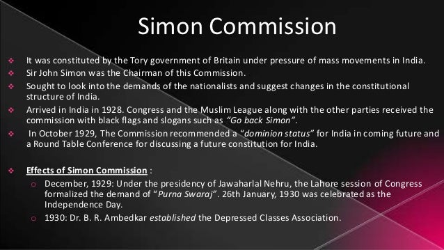 Write a short note on the Simon Commission