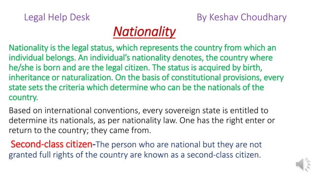 Nationality & Citizenship in international law | PPTX