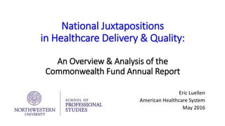 National Juxtapositions
in Healthcare Delivery & Quality:
An Overview & Analysis of the
Commonwealth Fund Annual Report
Eric Luellen
American Healthcare System
May 2016
 