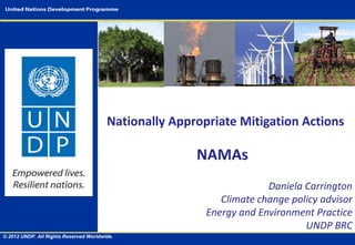 Nationally Appropriate Mitigation Actions

                                                       NAMAs
                                                                      Daniela Carrington
                                                            Climate change policy advisor
                                                         Energy and Environment Practice
                                                                              UNDP BRC
© 2012 UNDP. All Rights Reserved Worldwide.
 