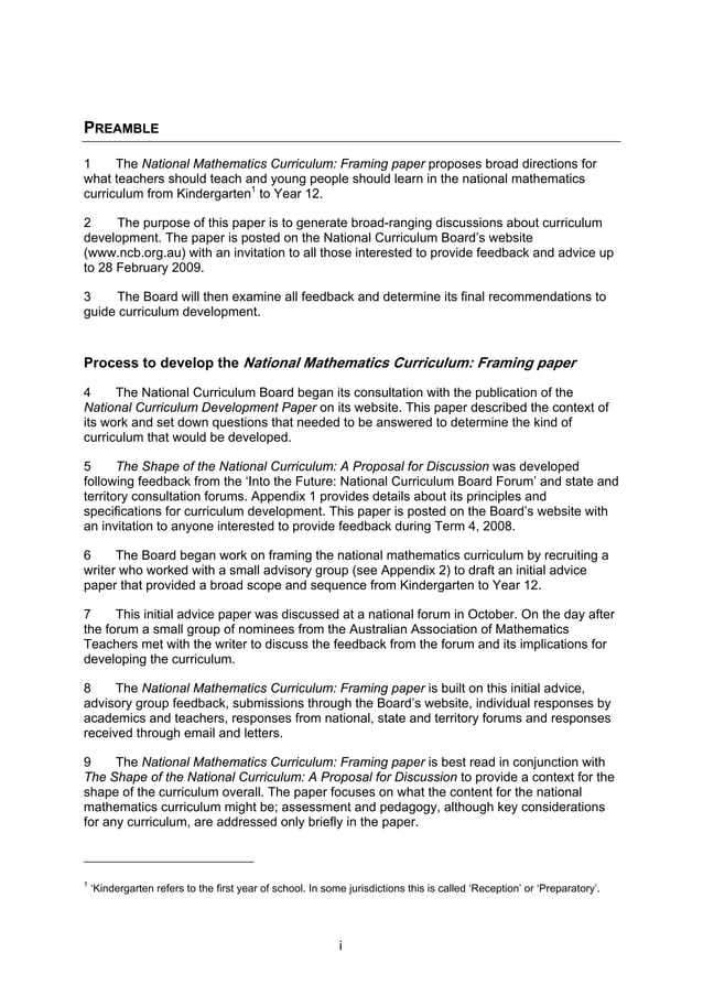 National mathematics curriculum_-_framing_paper | PDF