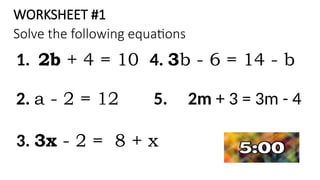 National mathematics Program Solving Equation in One variable | PPTX