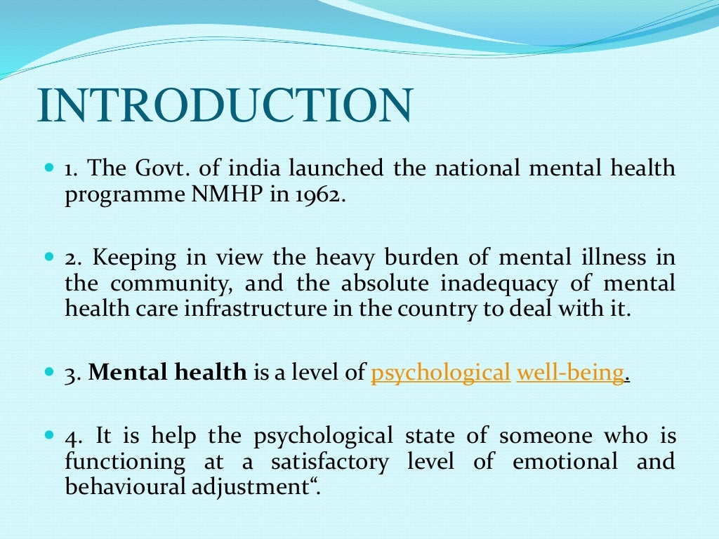 National Mental Health Programme Presented By Mohammed Haroon Rash 