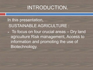 National mission for sustainable agriculture | PPTX