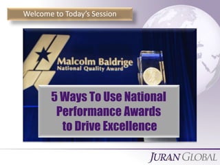 All Rights Reserved, Juran Global
Welcome to Today’s Session
5 Ways To Use National
Performance Awards
to Drive Excellence
 