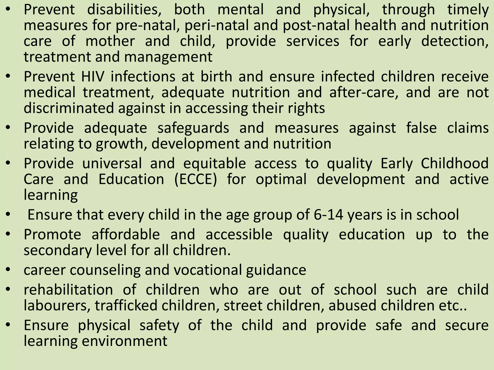 National policy for children in India PPTX