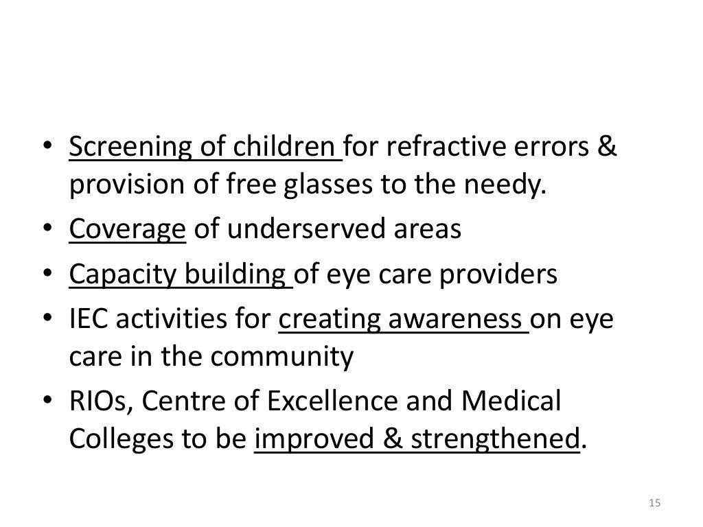 National programme for control of blindness
