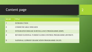 National health programs for communicable diseases | PPTX