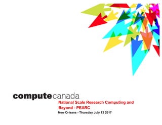 National Scale Research Computing and
Beyond - PEARC
New Orleans - Thursday July 13 2017
 