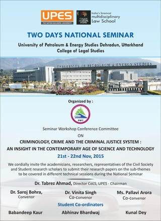 National Seminar Criminology, Crime and the Criminal Justice System
