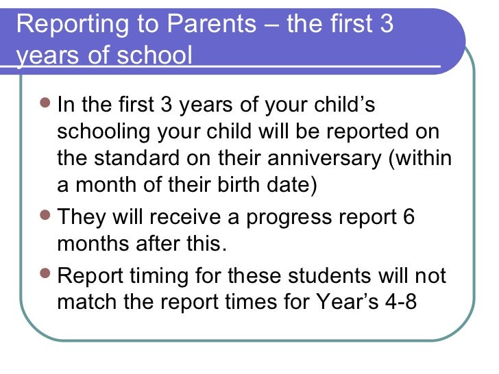 National Standards Parent Evening: 2011