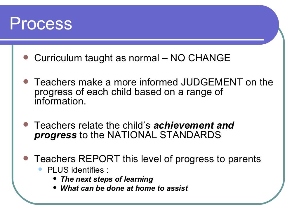 National Standards Parent Evening: 2011