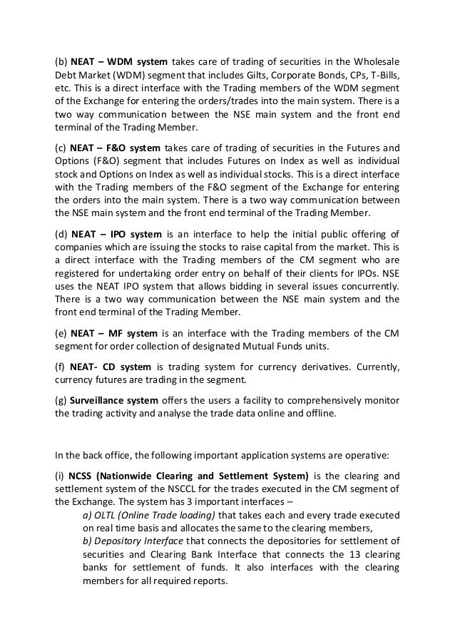 Trading system of national stock exchange