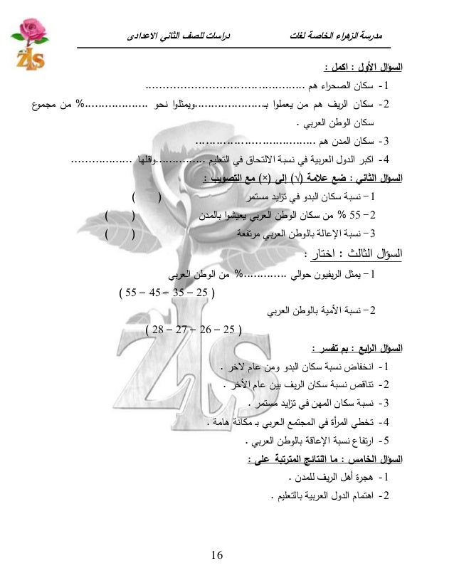 National Subjects دراسات الصف الثانى الإعدادى ترم أول