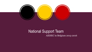 National Support Team
AIESEC in Belgium 2015-2016
 