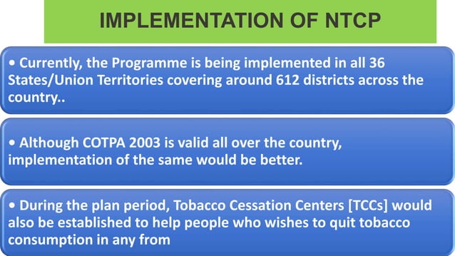 NATIONAL TOBACCO CONTROL PROGRAMME [Autosaved].pptx | Illegal Drugs ...