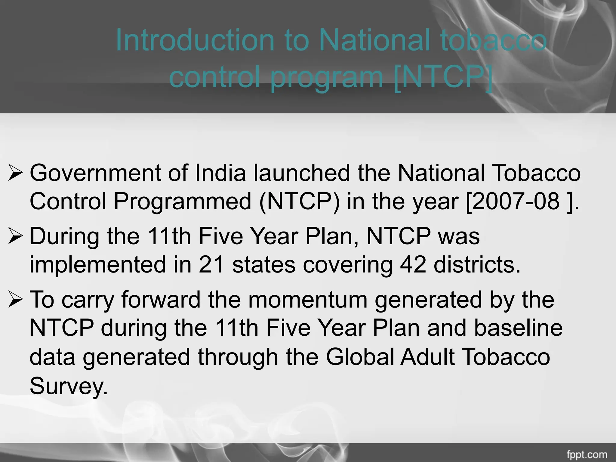 national tobacco control programme slideshare PPT - PowerPoint Presentation, free download Overview National Tobacco Prevention and