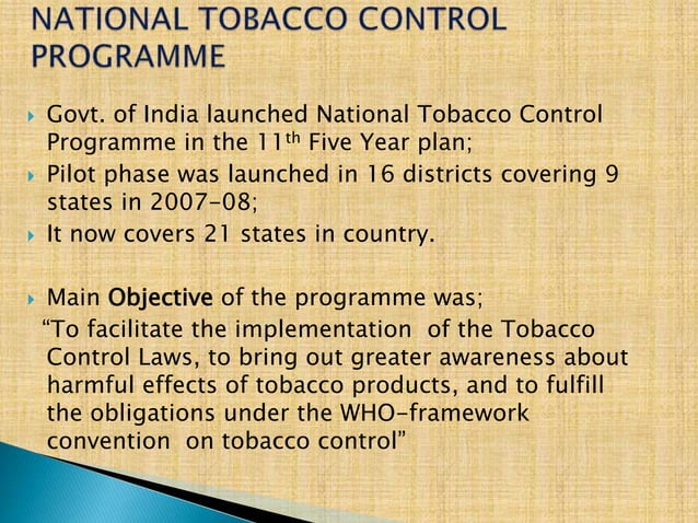 National tobbacco control programme | PPTX | Illegal Drugs, Tobacco ...
