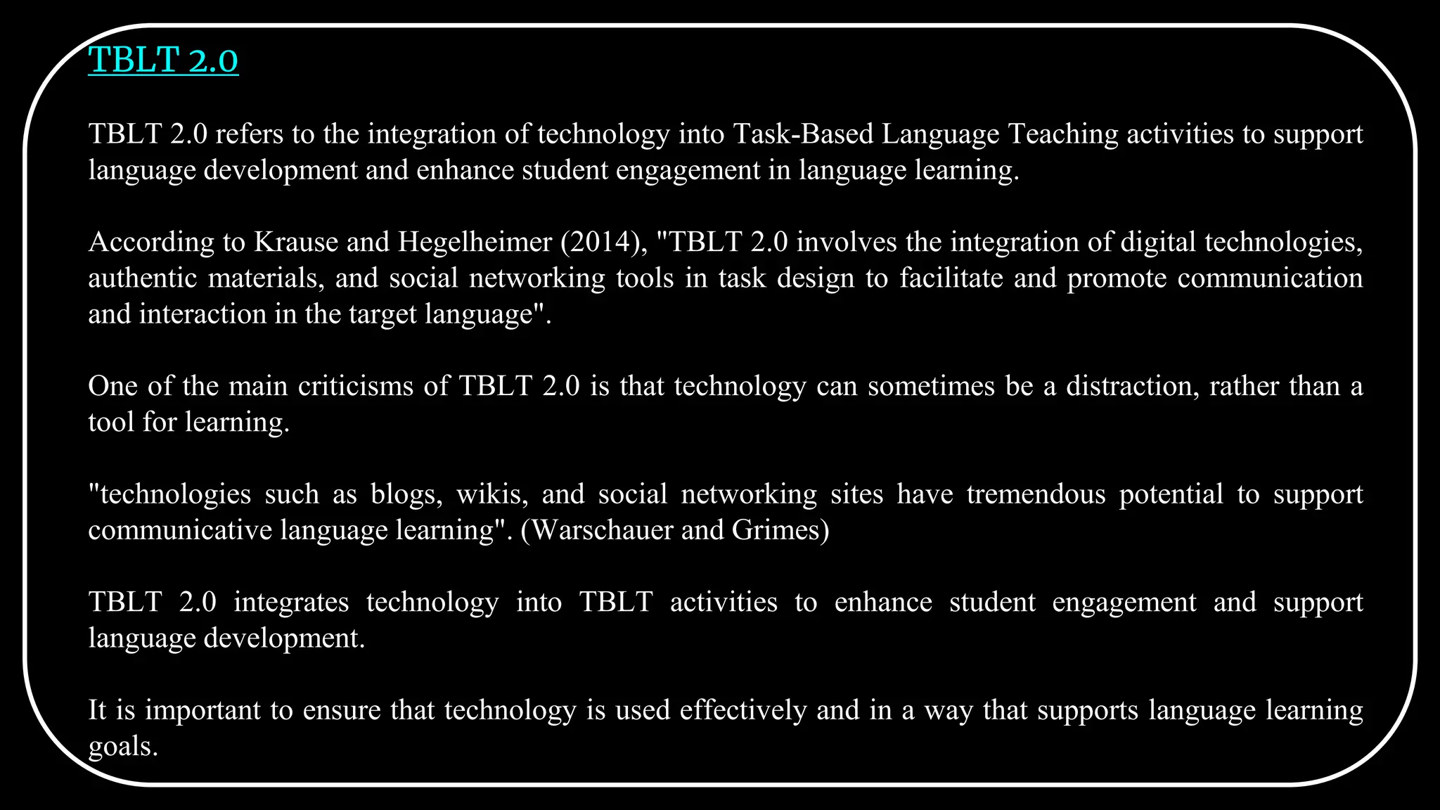 TBLT 2.0: Integrating Technology for a Meaningful and Engaging Language ...