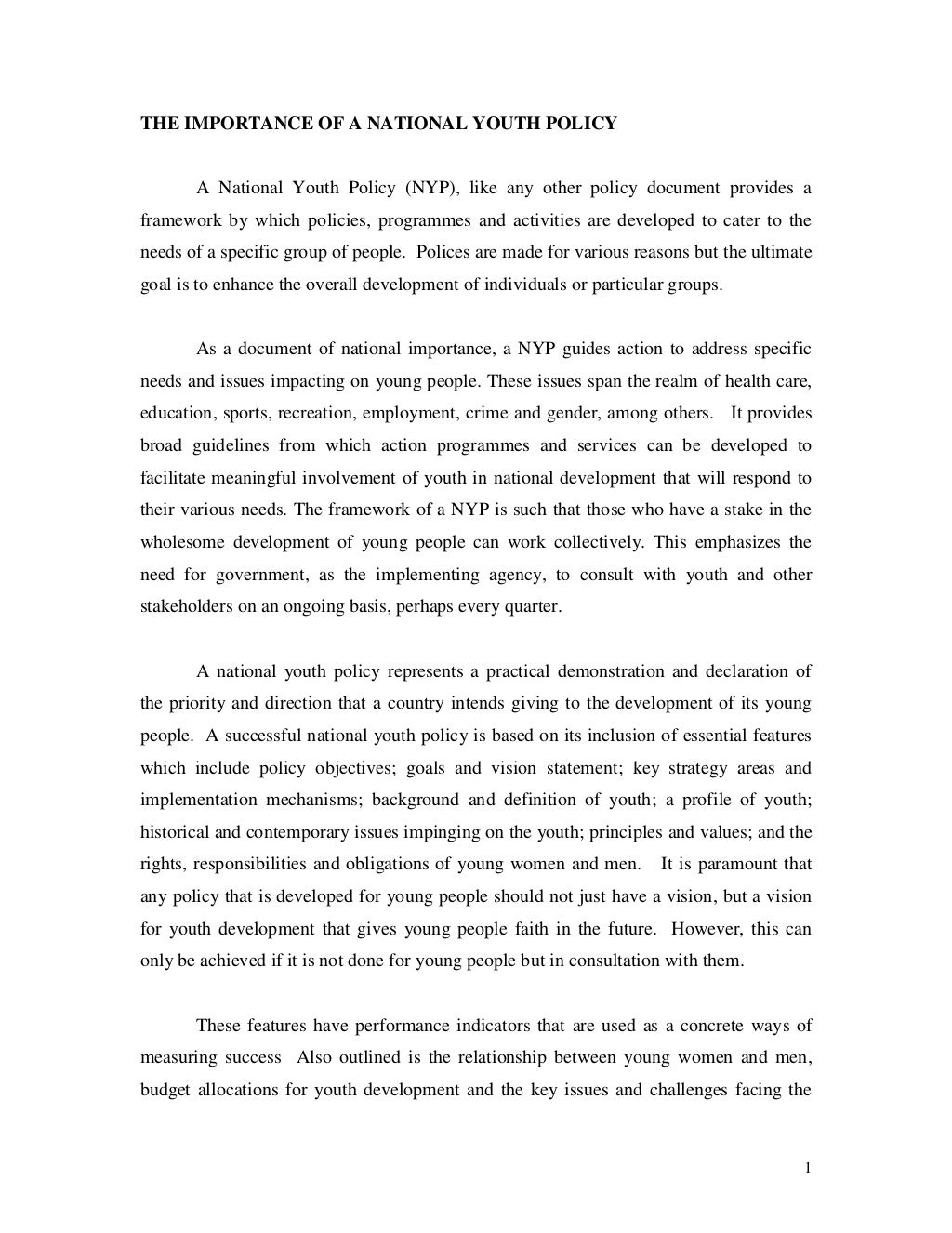 National youth policy