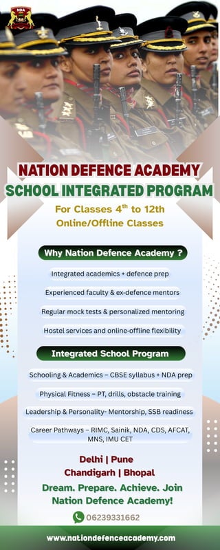 NDA Coaching with School Integrated Program -Nation Defence Academy | PDF