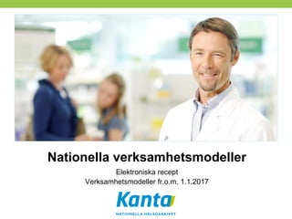 Nationella verksamhetsmodeller
Elektroniska recept
Verksamhetsmodeller fr.o.m. 1.1.2017
 