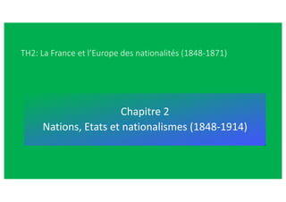 TH2: La France et l’Europe des nationalités (1848-1871)
Chapitre 2
Nations, Etats et nationalismes (1848-1914)
 