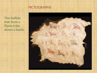 Native American pictographs. PPT made for elementary art unit. | PPTX
