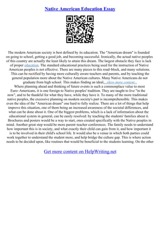 Native College Essay Example Native American Essay | PDF