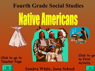 Fourth Grade Social Studies Sandra White, Jana School Click to go to Teacher Page Click to go to First Activity Native Americans 
