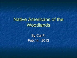 Native Americans of the
      Woodlands

        By Cal F.
      Feb.14 , 2013
 