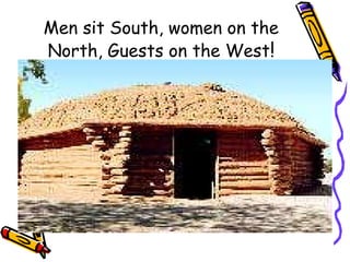 Men sit South, women on the
North, Guests on the West!
 